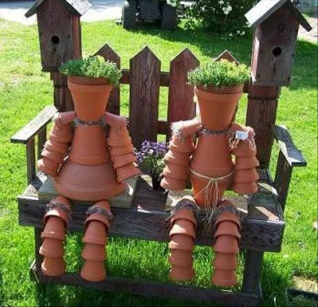 Прикольные поделки своими руками фото Maceteritos Flower pot people, Clay pots, Clay pot people