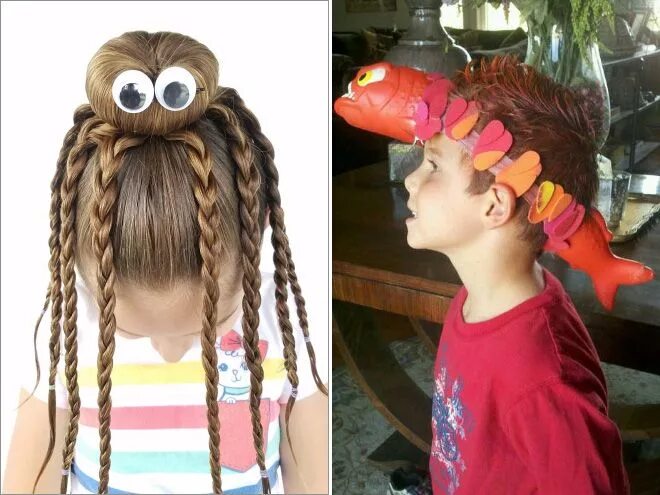 Прикольные прически для 10 лет The Best Hairdos From "Crazy Hair Day" at Schools Crazy hair, Wacky hair days, C