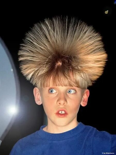 Прикольные прически для 10 лет A hair-raising experience: static electricity kids TROMPYX Hair humor, Easy scie