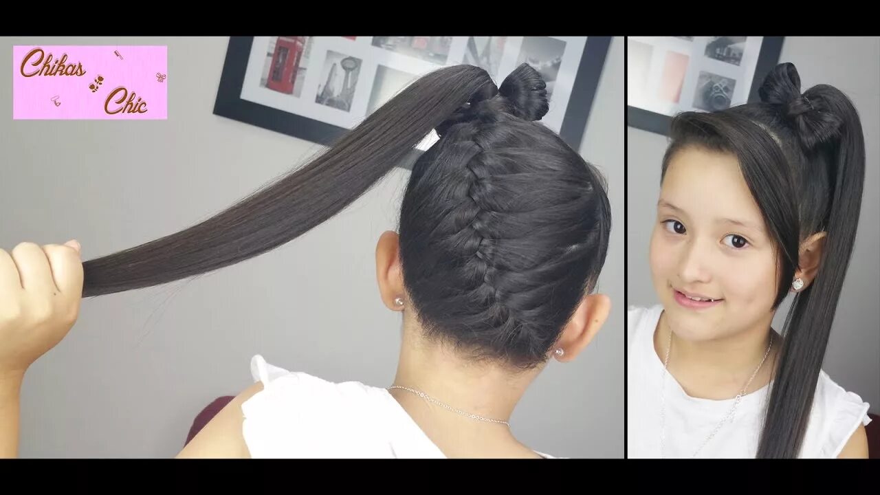 Прикольные прически для девочек в школу Diagonal Braid into a Ponytail Bow! Braided Hairstyles Hair Bow Cute Girly Hairs