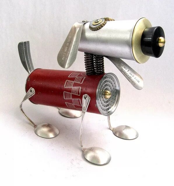 Прикольные самодельные Fireball - Found Object Robot Dog Assemblage By Brian Marshall Aluminum can craf