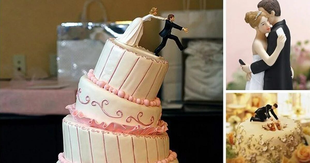 Прикольные торты на свадьбу фото Funny Wedding Cake Ideas Funny wedding cakes, Wedding cakes, Wedding dress cupca