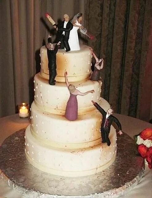 Прикольные торты на свадьбу фото Pin by DontStealMyMemes on #stolen #memes in 2020 Zombie wedding cakes, Cool wed