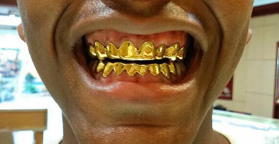 Прикольные зубы фото 10K 14K Solid Yellow Gold Custom fit Plain REAL Gold Grill Grillz Gold Teeth eBa