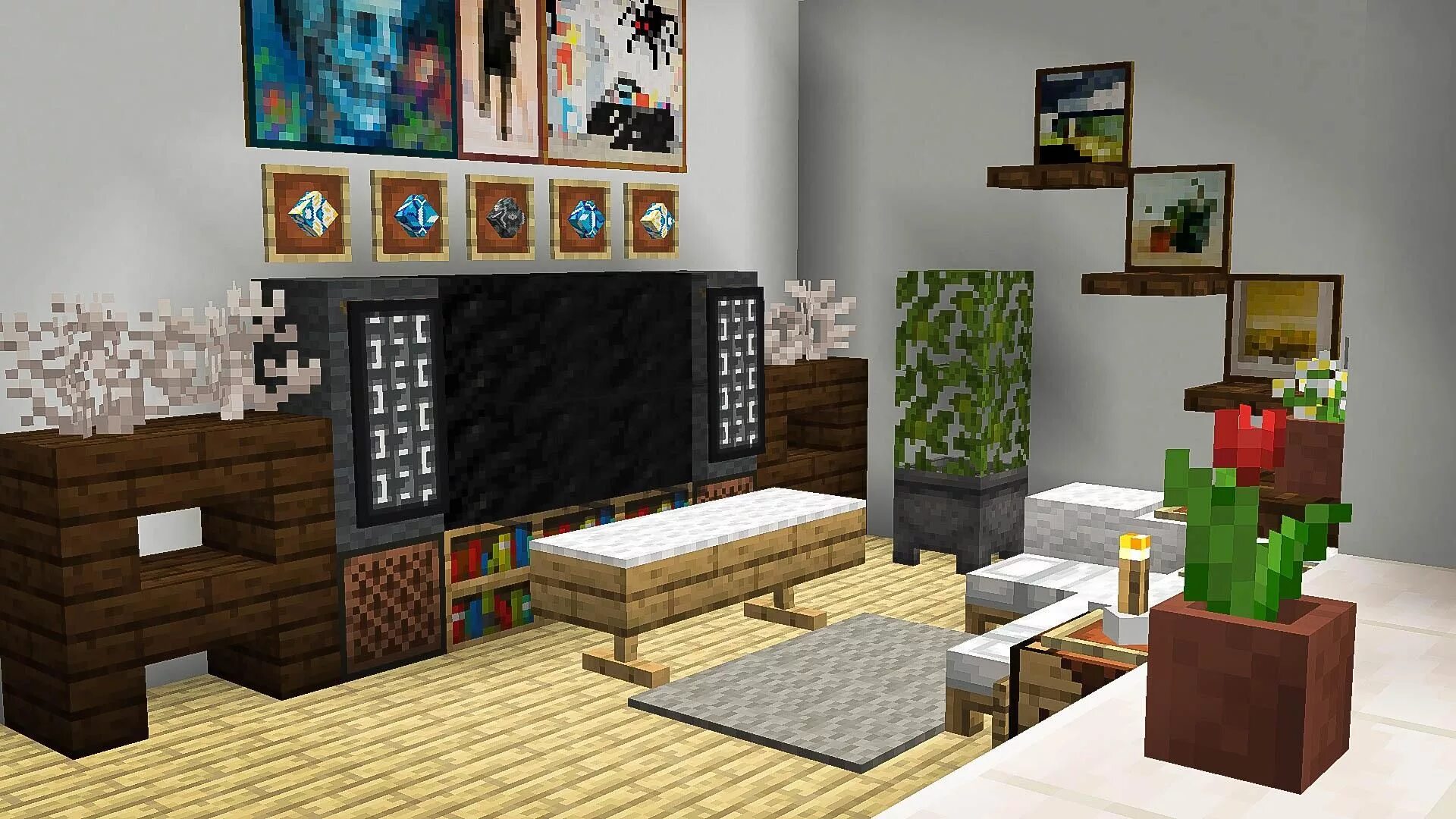 Прикольный декор для дома в майнкрафте Just moved in what do you think? (Stockholm Sweden) Minecraft room decor, Living