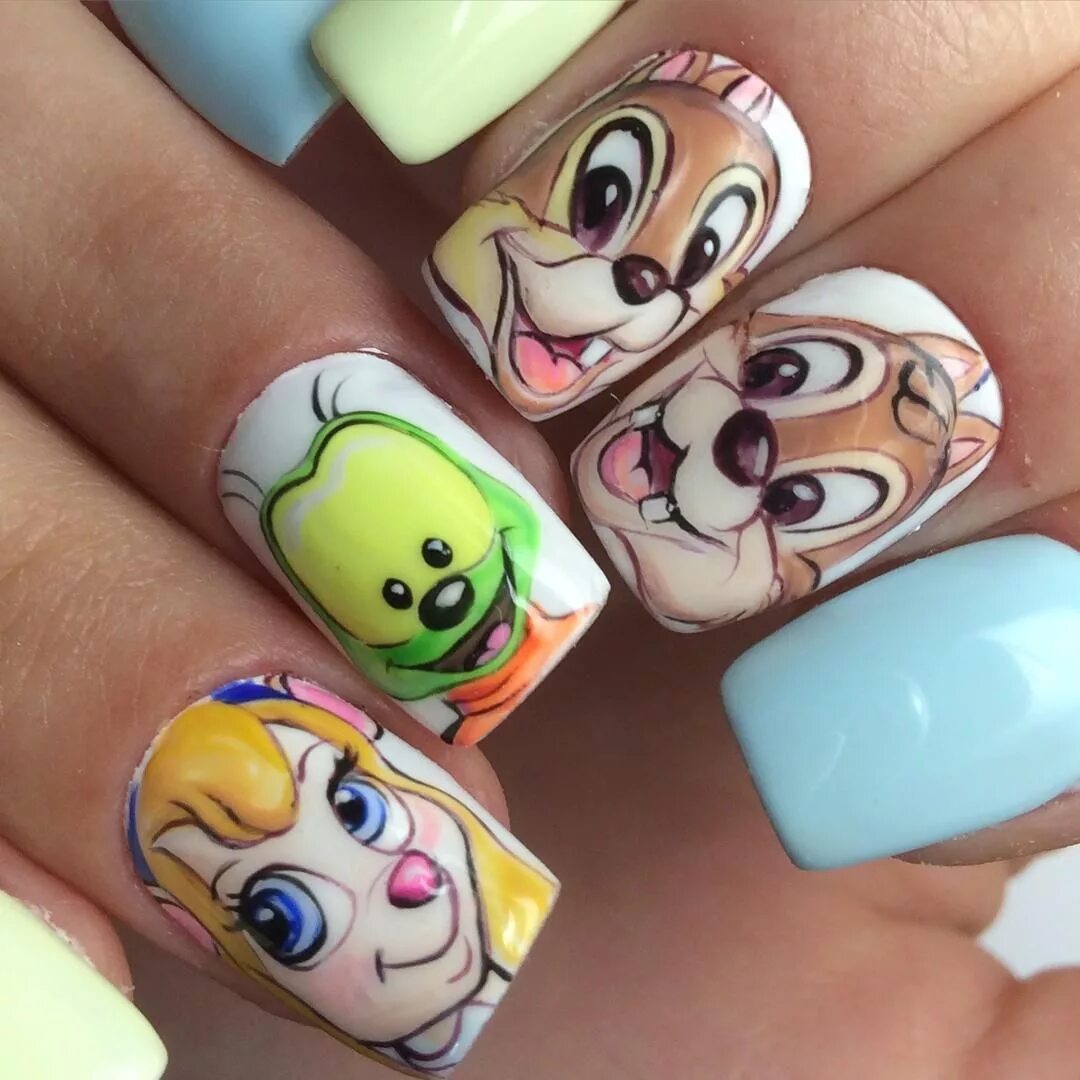 Прикольный дизайн маникюра #nail# мультяшки# дизайн Disney nails, Nail art disney, Nail designs summer acry