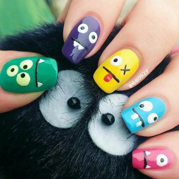 Прикольный дизайн ногтей Elaine Su on Instagram: "monster nail ♥ so easy and fun! #monster #benailed #bar