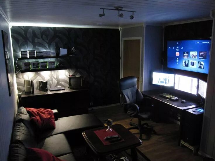 Прикольный интерьер комнаты Battlestation Computer room, Cool boys room, Game room design