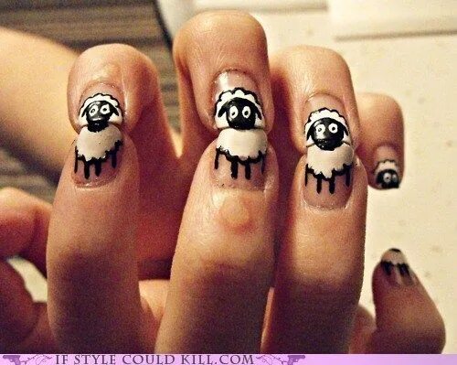 Прикольный красивый маникюр Bah. OMG MY 2 OBSESSIONS COMBINED. SHEEP AND MANICURES. Nails, Hair and nails, F