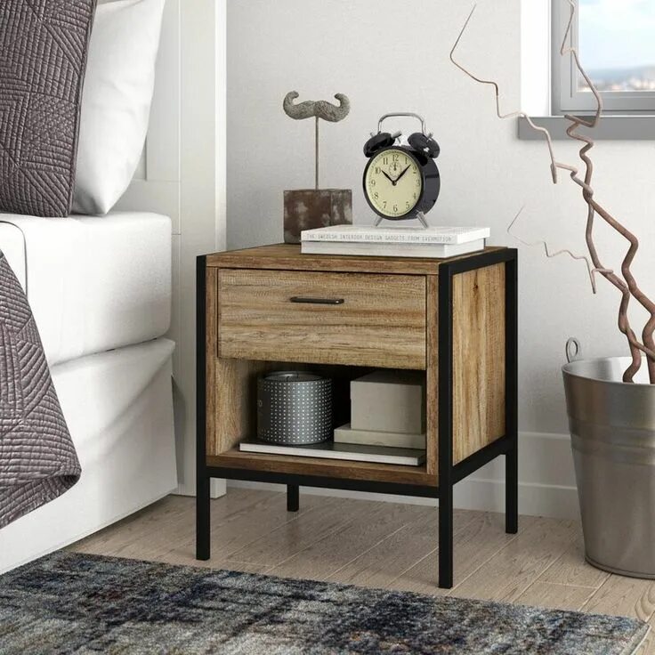 Прикроватная в стиле лофт Algere Bedside Table Stauraum für kleine schlafzimmer, Schlafzimmer aufbewahrung