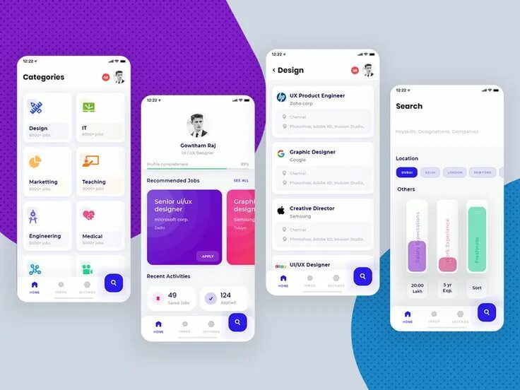 Приложение для красивого оформления текста Job Portal App Mobile app design inspiration, App ui design, App design