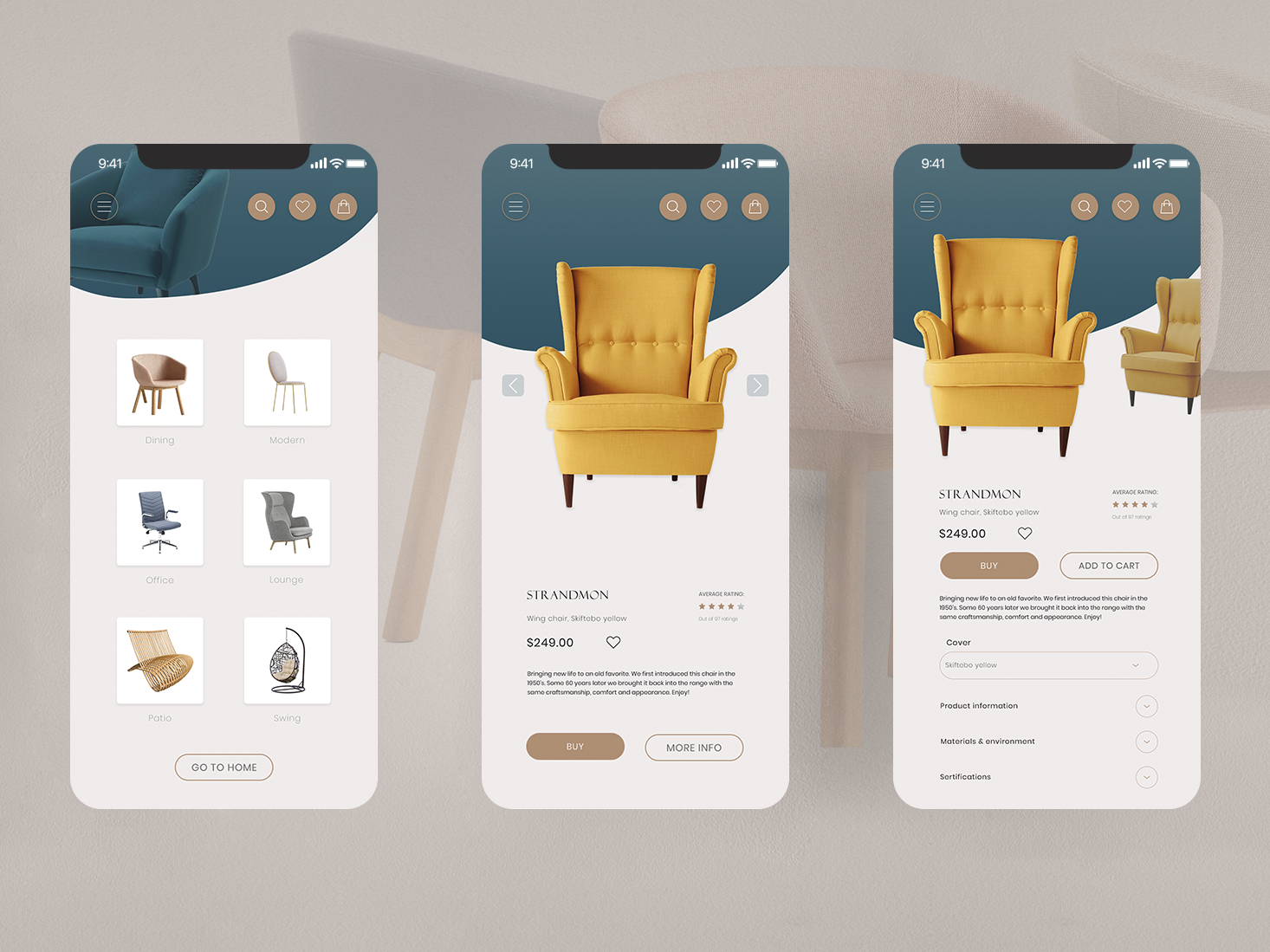 Приложение для мебели в интерьере Furniture App Concept by Anna Udovenko Mobile app design inspiration, Furniture 