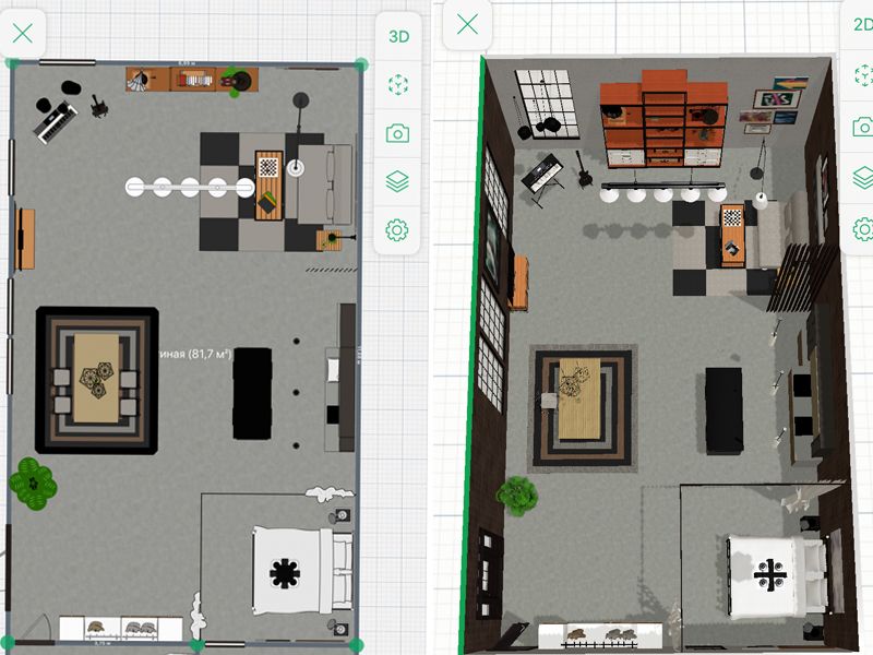 Приложение для планировки комнаты Приложение по созданию дизайна интерьера (дома, комнаты) Planner 5D