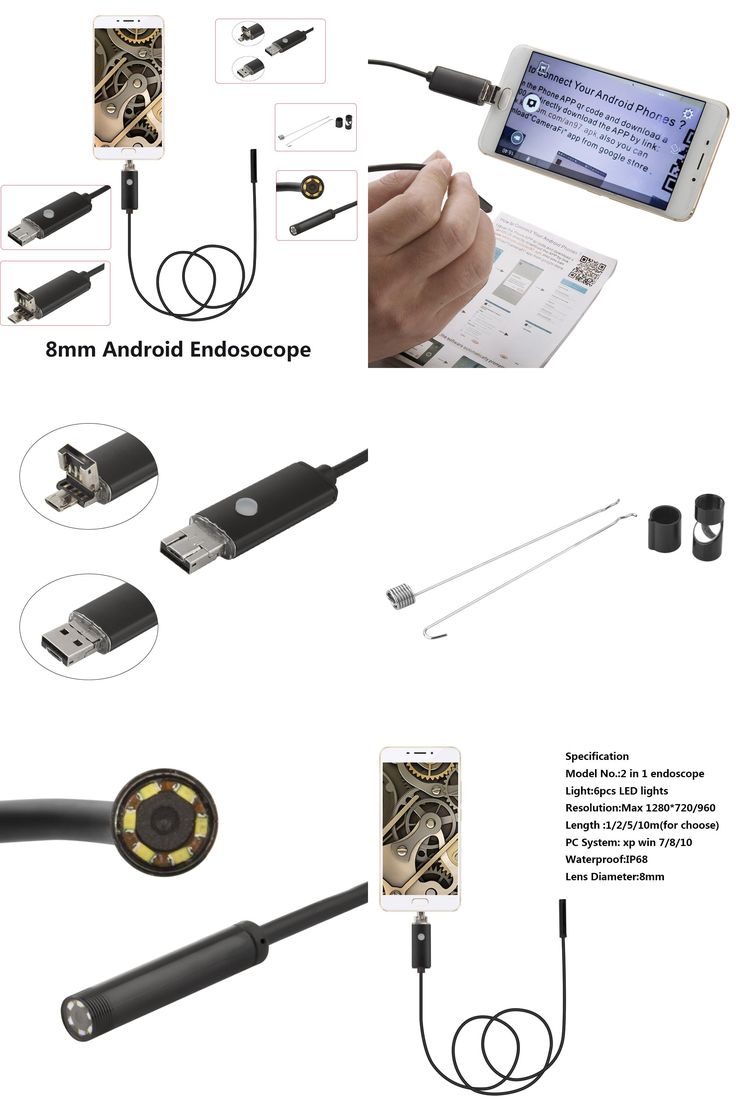 Приложение для подключения эндоскопа к телефону Visit to Buy Endoskop 8mm 1M 2M 5M USB Android Endoscope Camera Inspection Phone