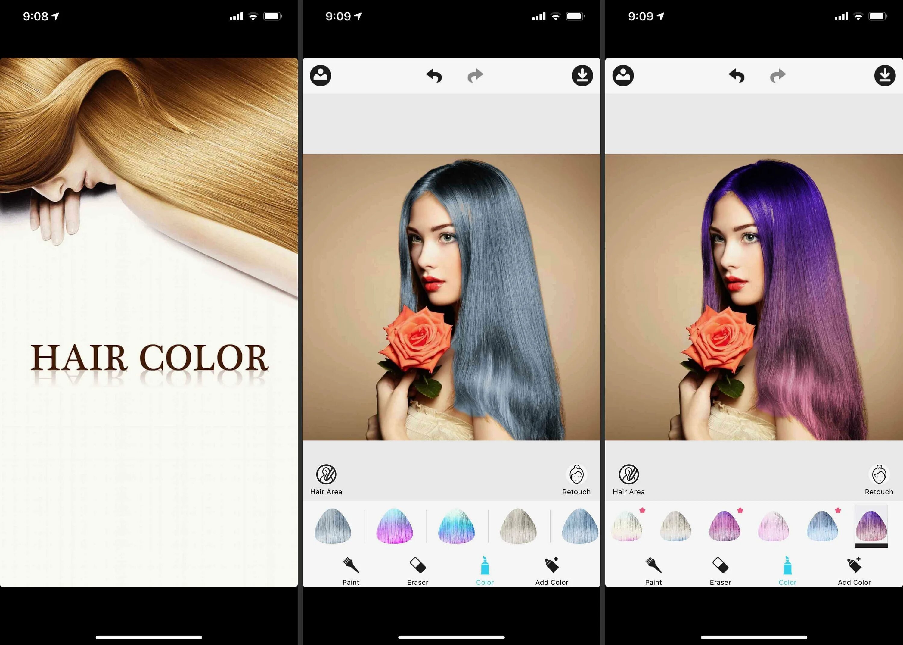 Приложение где прически цвет волос Приложение где можно менять цвет