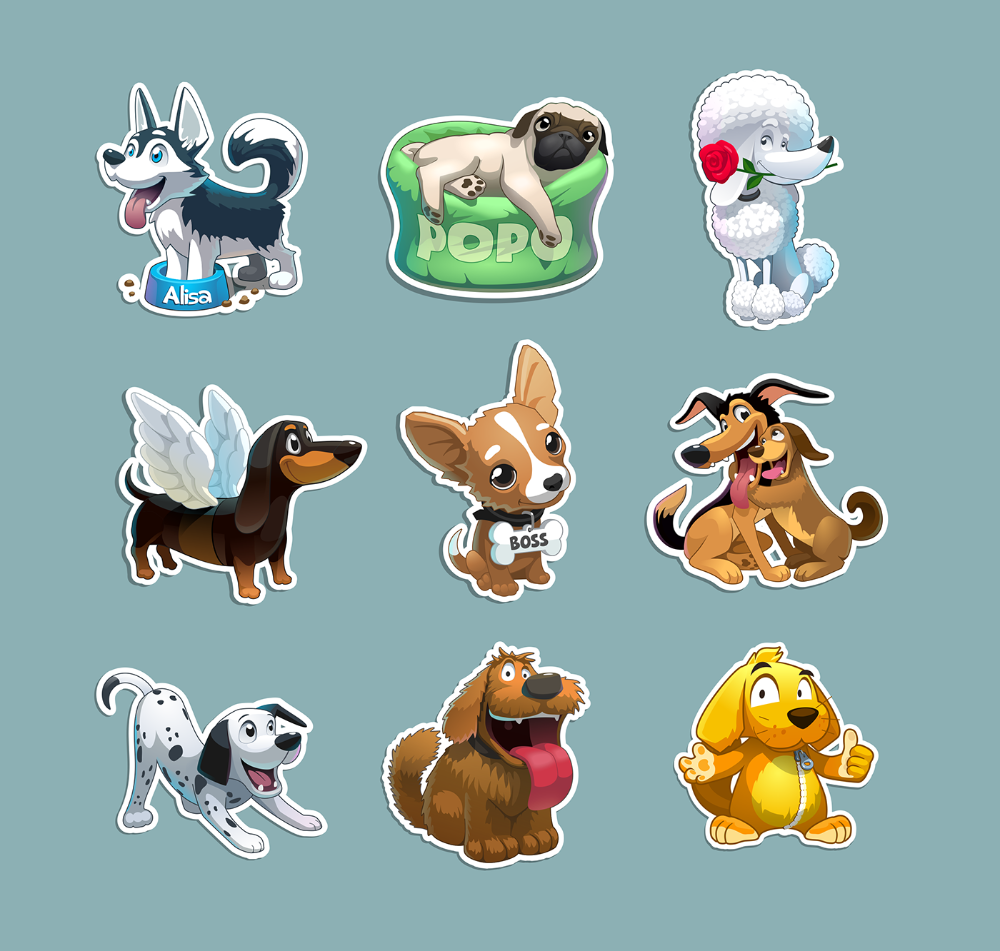 Приложение картинки животных Dog stickers on Behance Dog stickers, Dogs, Stickers