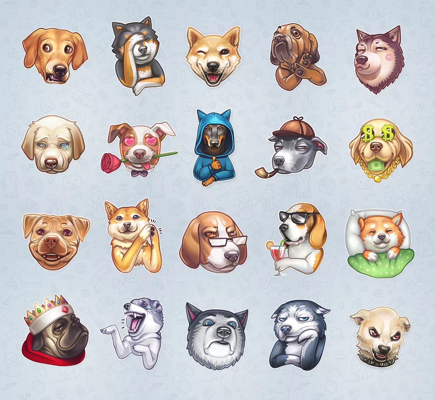 Приложение картинки животных Telegram Stickers - Dogs (2) Images :: Behance