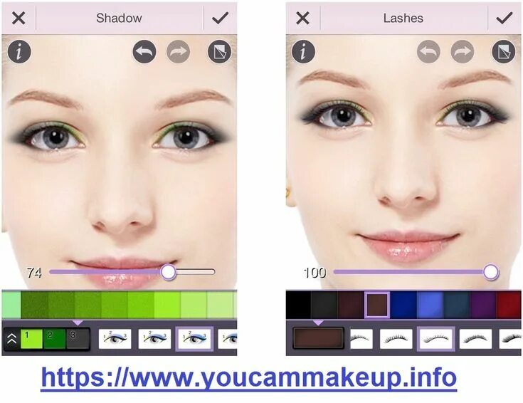 Приложение макияж на фото онлайн Apply eye shadow in different shades and patterns with YouCam Makeup https://www