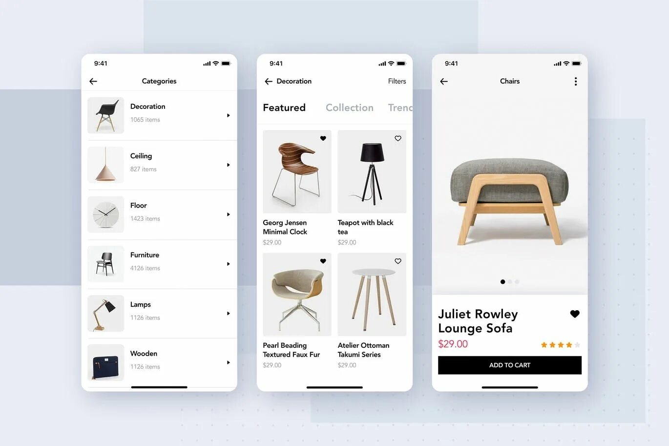 Приложения для дизайна интерьера на айфон Furniture Shop Mobile App User Interface Concept