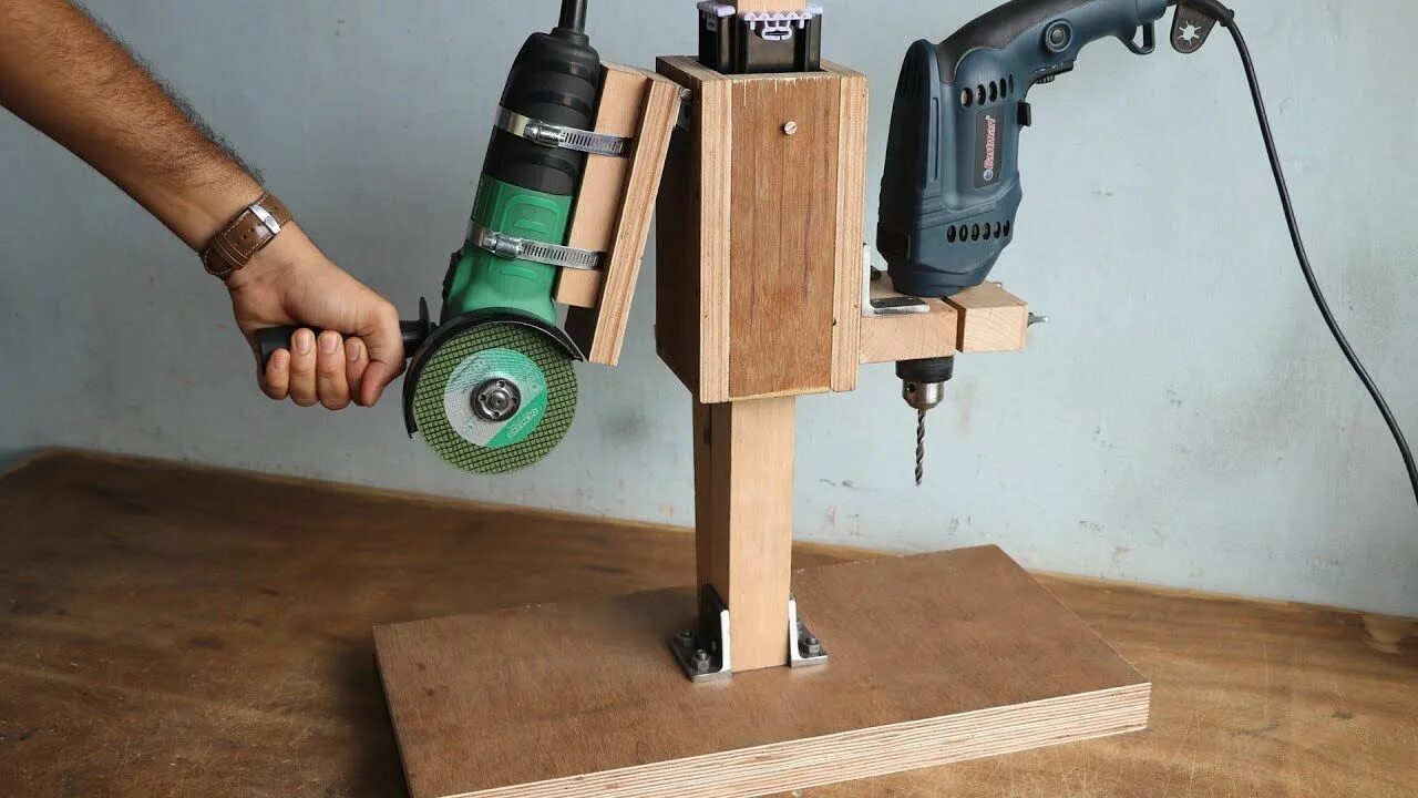 Применение самоделки 2 In 1 Drill Press / Angle Grinder Stand Homemade Project Angle grinder stand, G