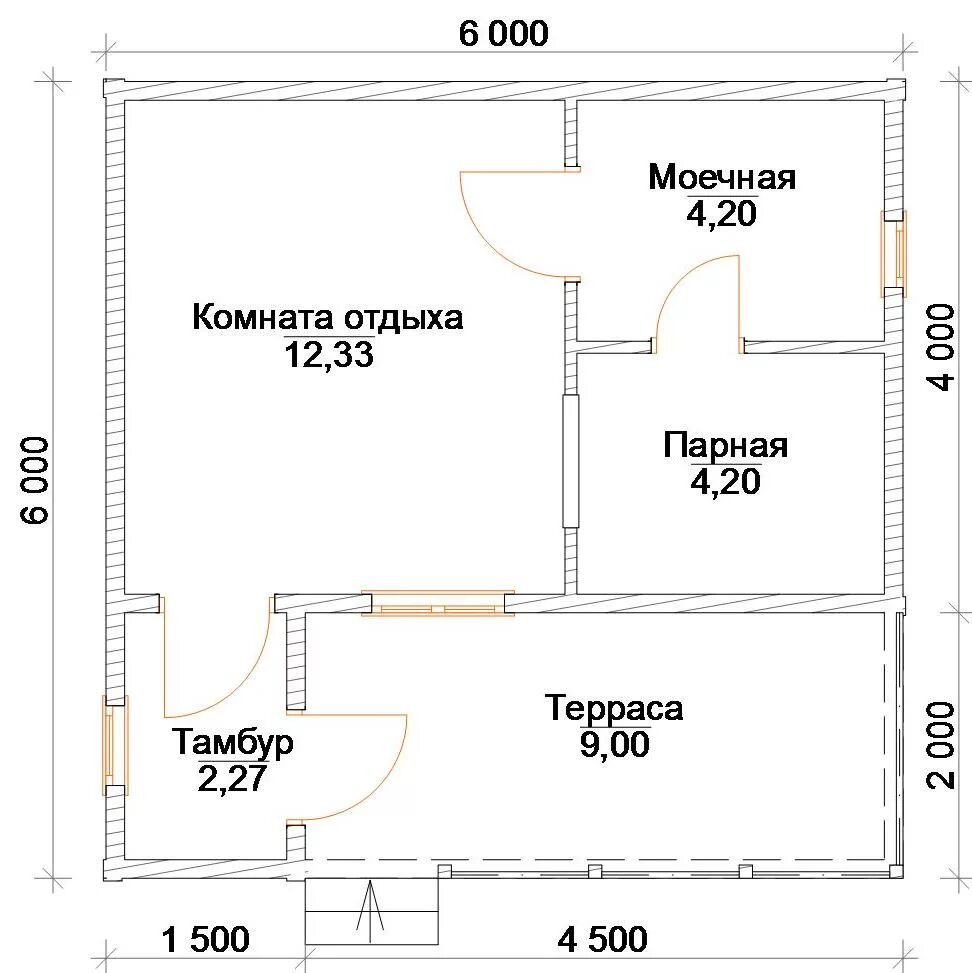 Пример бани 6 6 Баня 6х6 м с террасой