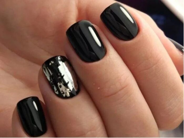 Пример черного маникюра Фото черного маникюра 2018 (36 картинок) Black nail designs, French manicure acr