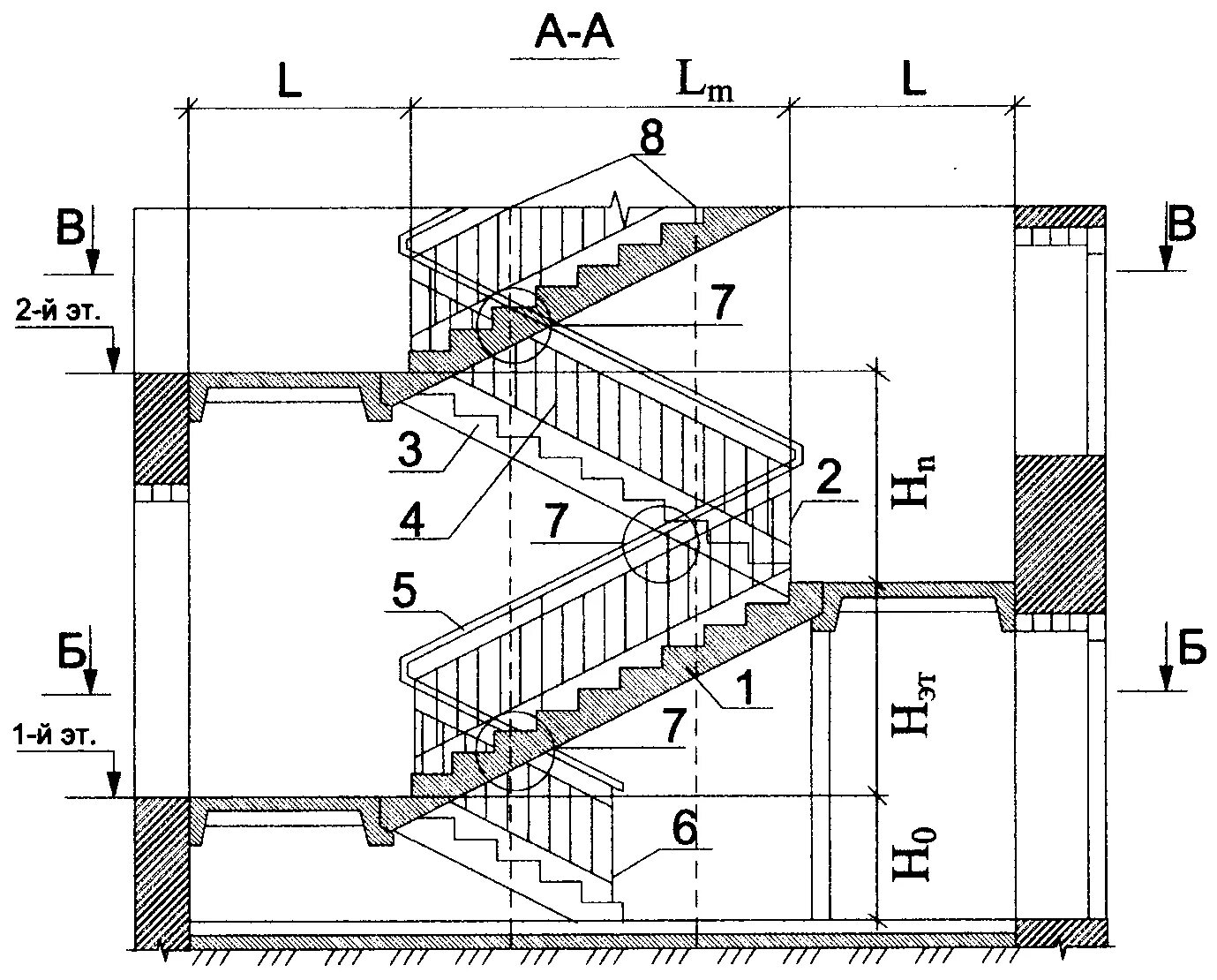 Пример чертеж лестницы RU142090U1 - TWO-MARCH MODERNIZED BUILDING STAIR