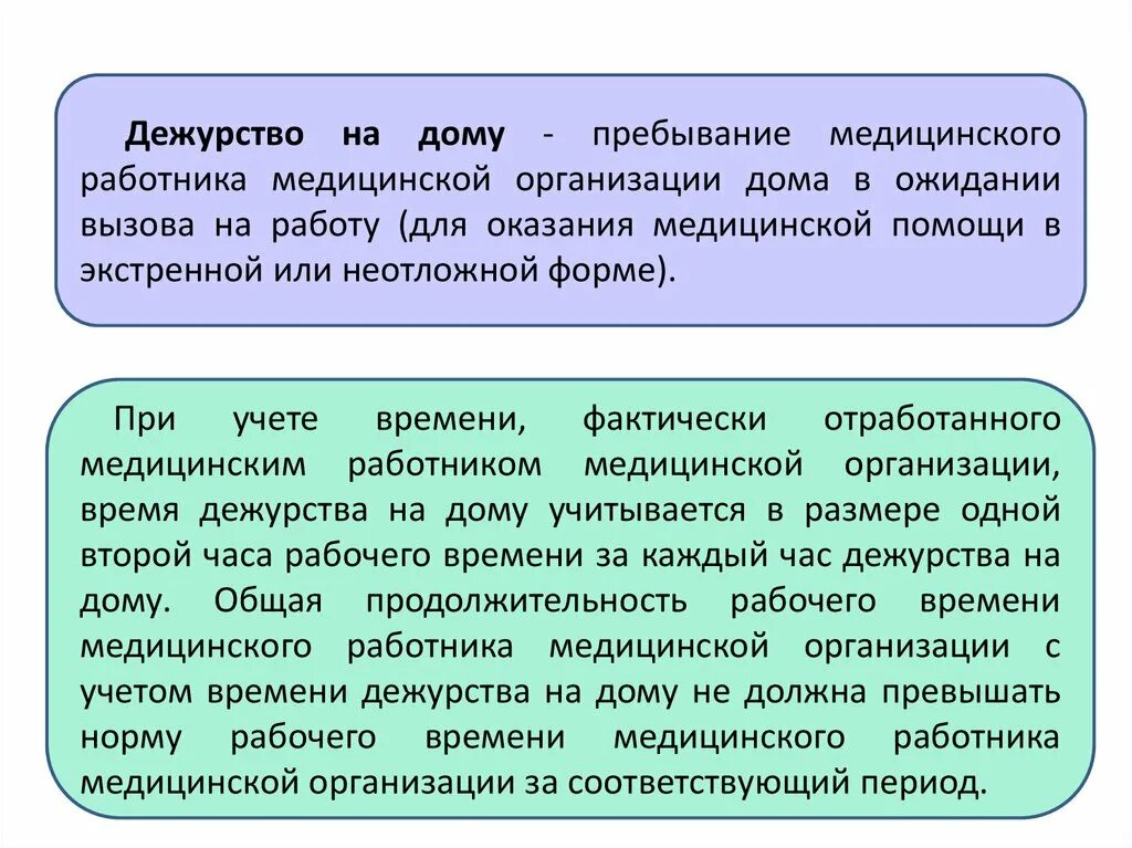 Пример дежурства на дому медицинских работников Дежурство на рабочем месте