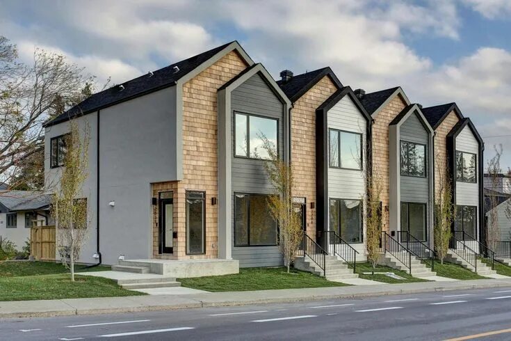 Пример дома блокированной застройки Modern Calgary townhouse breaks record price Townhouse exterior, Townhouse desig