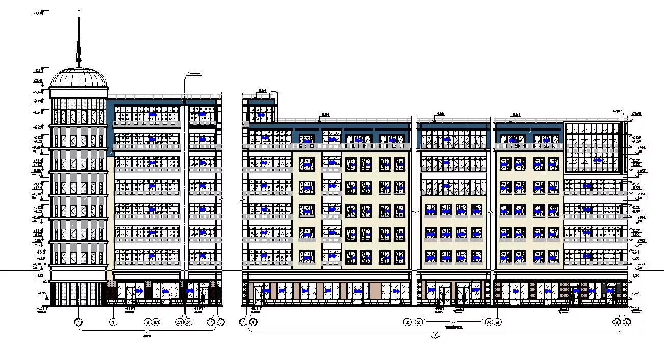 Пример фасада пятиэтажного дома в автокад фасад жилого комплекса (AutoCad) - Фрилансер Катерина Конышева katerinarauch - П