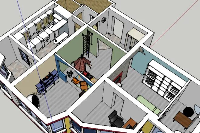 Пример информационной модели квартиры жилого дома Моделирование в SketchUp за 1 500 руб., исполнитель Александр (Alex_Stein) - Kwo