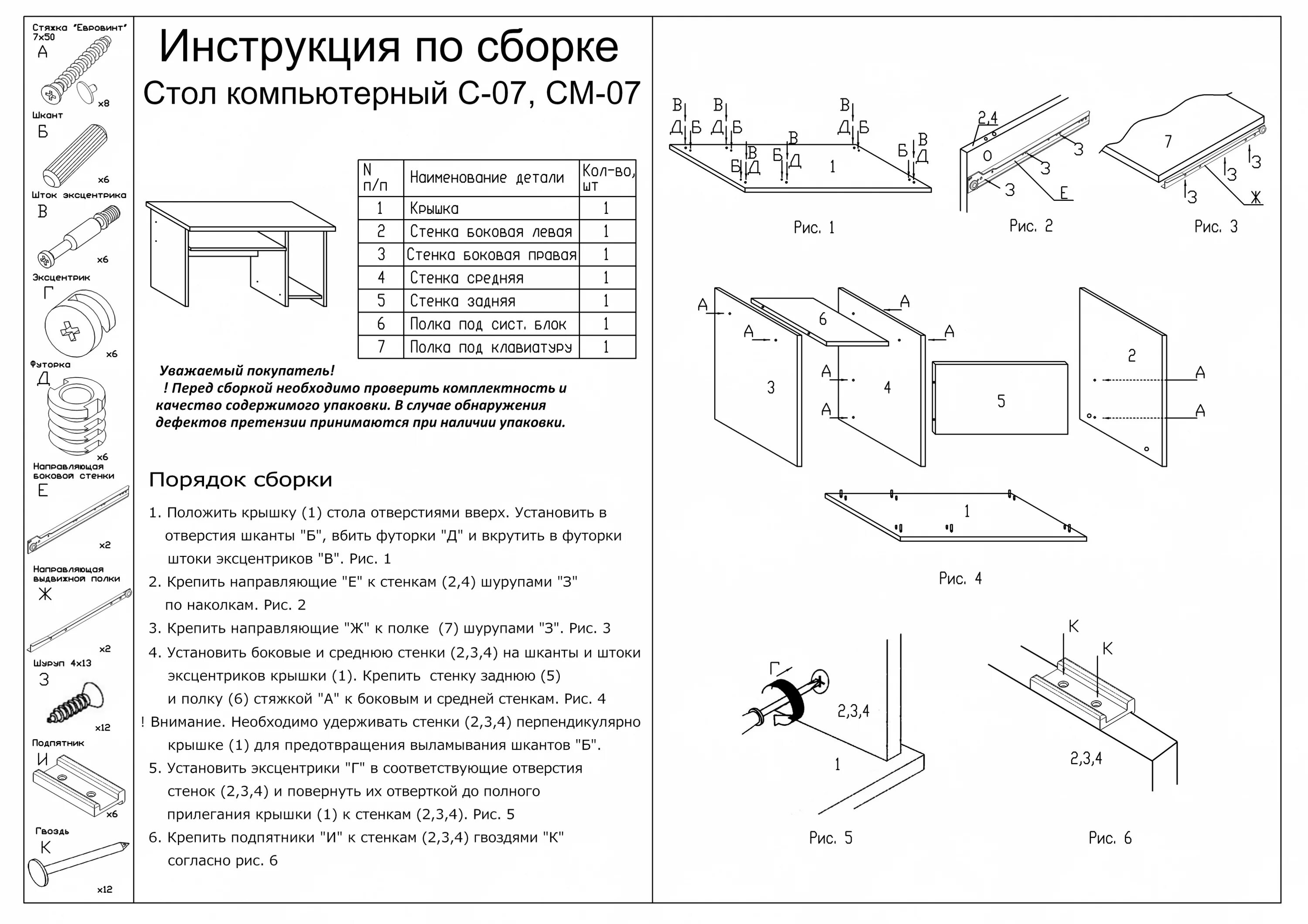 Пример инструкции по сборке стола Схема сборки компьютерного стола фото, видео - 38rosta.ru