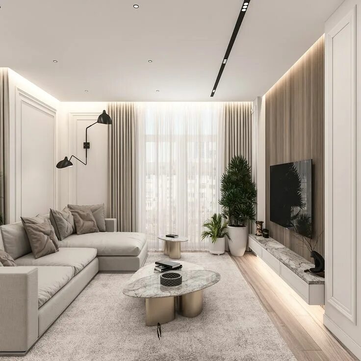 Пример интерьера гостиной в современном стиле Komfort town 75 on Behance Luxury living room, Minimalist living room, Apartment