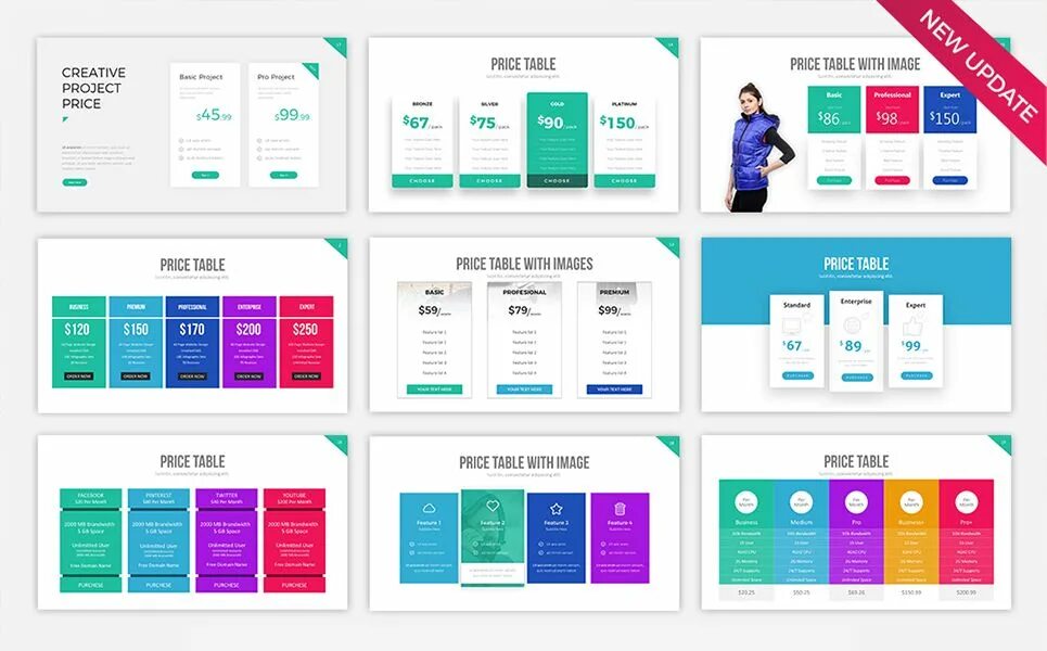 Пример красивого оформления таблицы Price Table V2 - PowerPoint template - TemplateMonster Infographic powerpoint, P