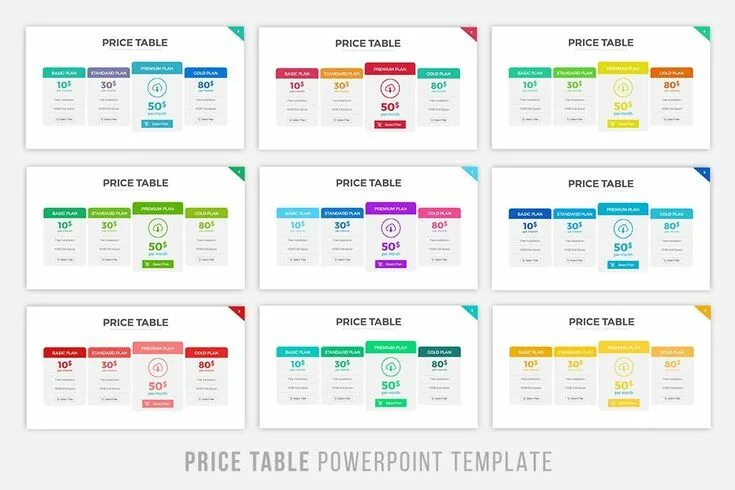 Пример красивого оформления таблицы Price Table Presentation Template