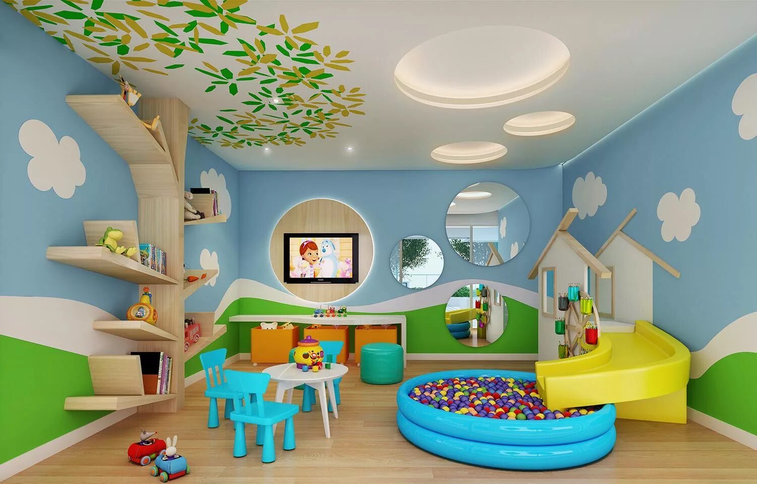 Пример оформления детской комнаты Childrens playroom, Daycare design, Kids playroom