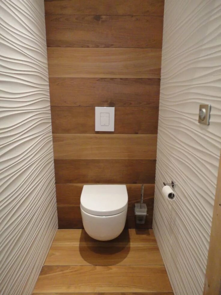 Пример отделки туалета ламинатом Wc suspendu Aménagement wc, Toilettes modernes, Relooking toilettes