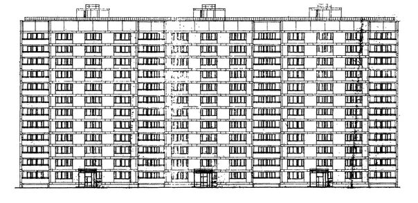 Пример панельного дома Типовой проект II-68-03/12ю 12-ти этажный 3-х секционный 168-квартирный жилой до