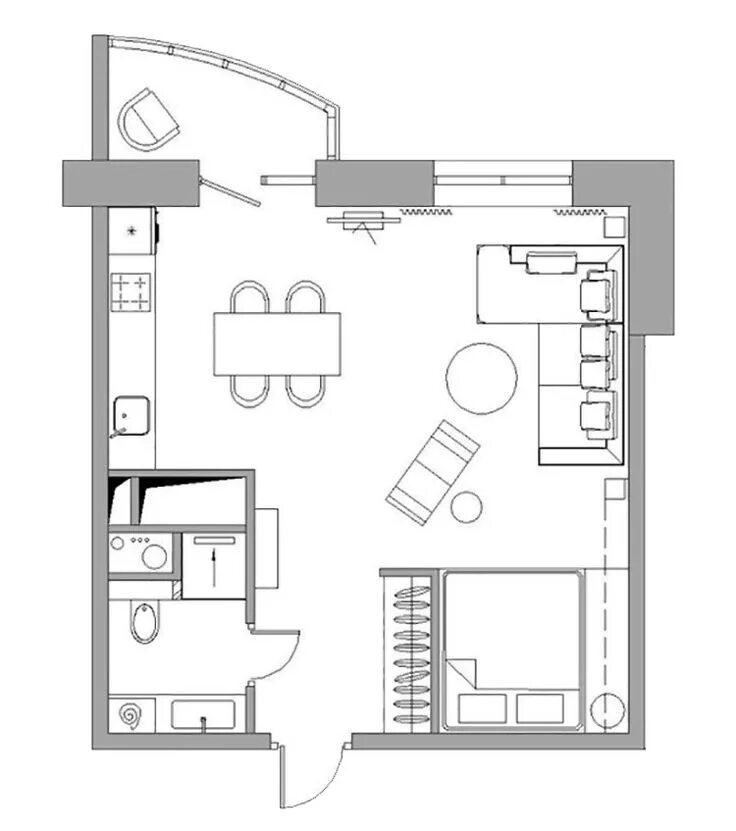 Пример планировки однокомнатной квартиры Idee per Arredare una Casa Piccola in Stile Moderno MondoDesign.it Планы этажей 