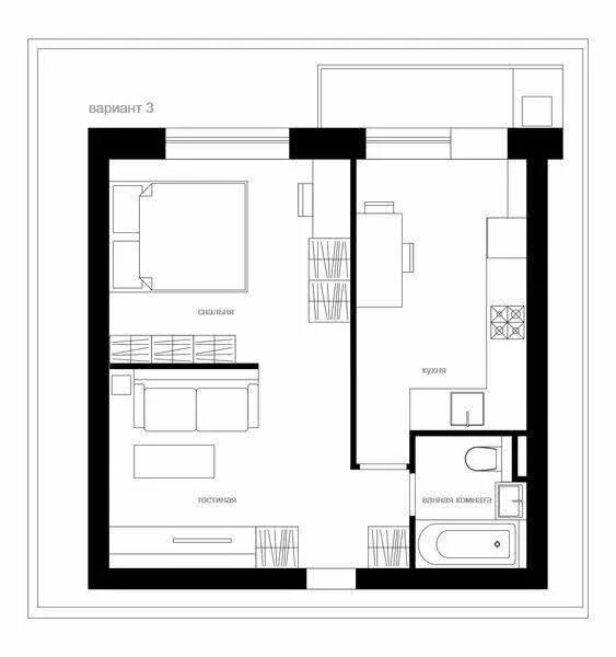 Пример планировки однокомнатной квартиры Pin on Interier ideas in 2024 Small apartment plans, Small apartment floor plans