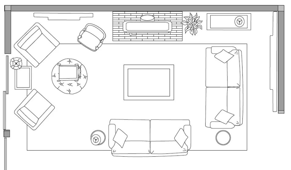 Пример планировки зала Расстановка мебели в гостиной: ? схемы, варианты, лайфхаки