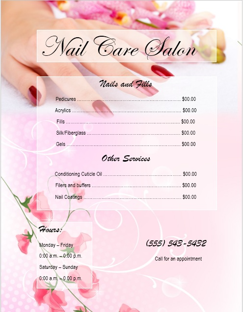 Пример прайс листа для маникюра Pin on Natural hair blowout Nail salon prices, Salon price list, Nail prices