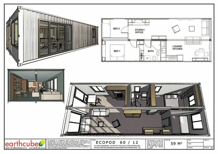 Пример проекта дома из морских контейнеров W-ECOPOD-60---12 Container house plans, Building a container home, Small house d