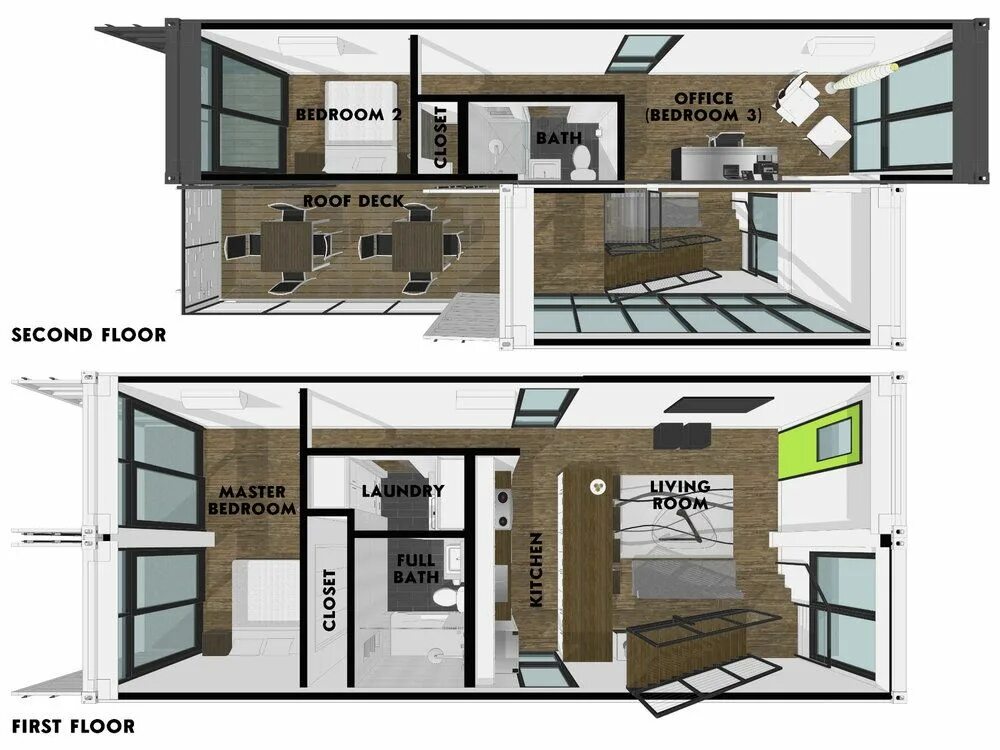 Пример проекта дома из морских контейнеров Container House 2 - FOXWORTH ARCHITECTURE PLLC Container house, Container house 