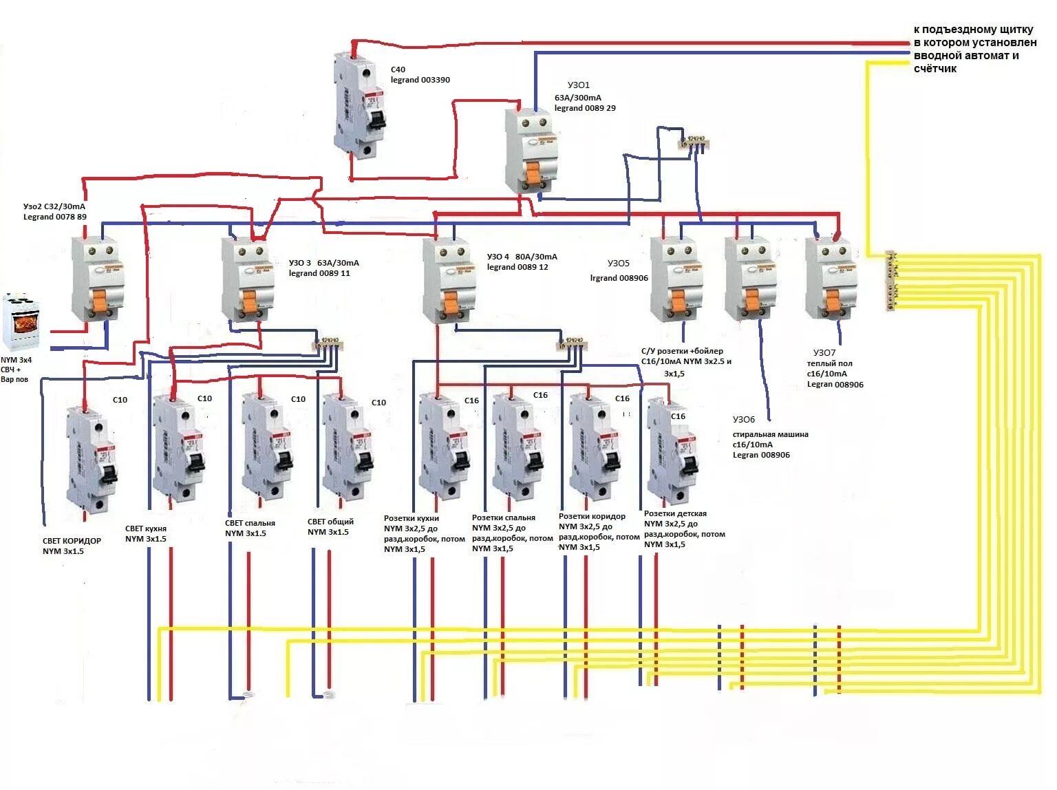 Пример проводки дома Скачать картинку СХЕМА РАЗВОДКИ В ЧАСТНОМ ДОМЕ № 15