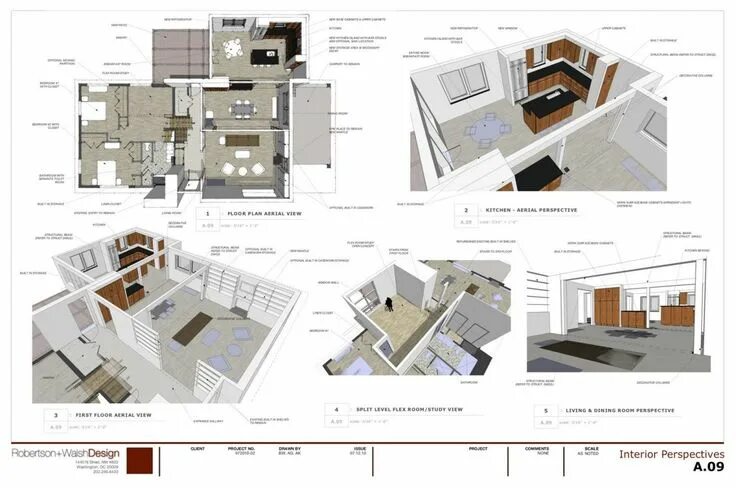 Пример разработки дизайн проекта Robertson+WalshDesign: Construction models and drawings 3d interior design softw