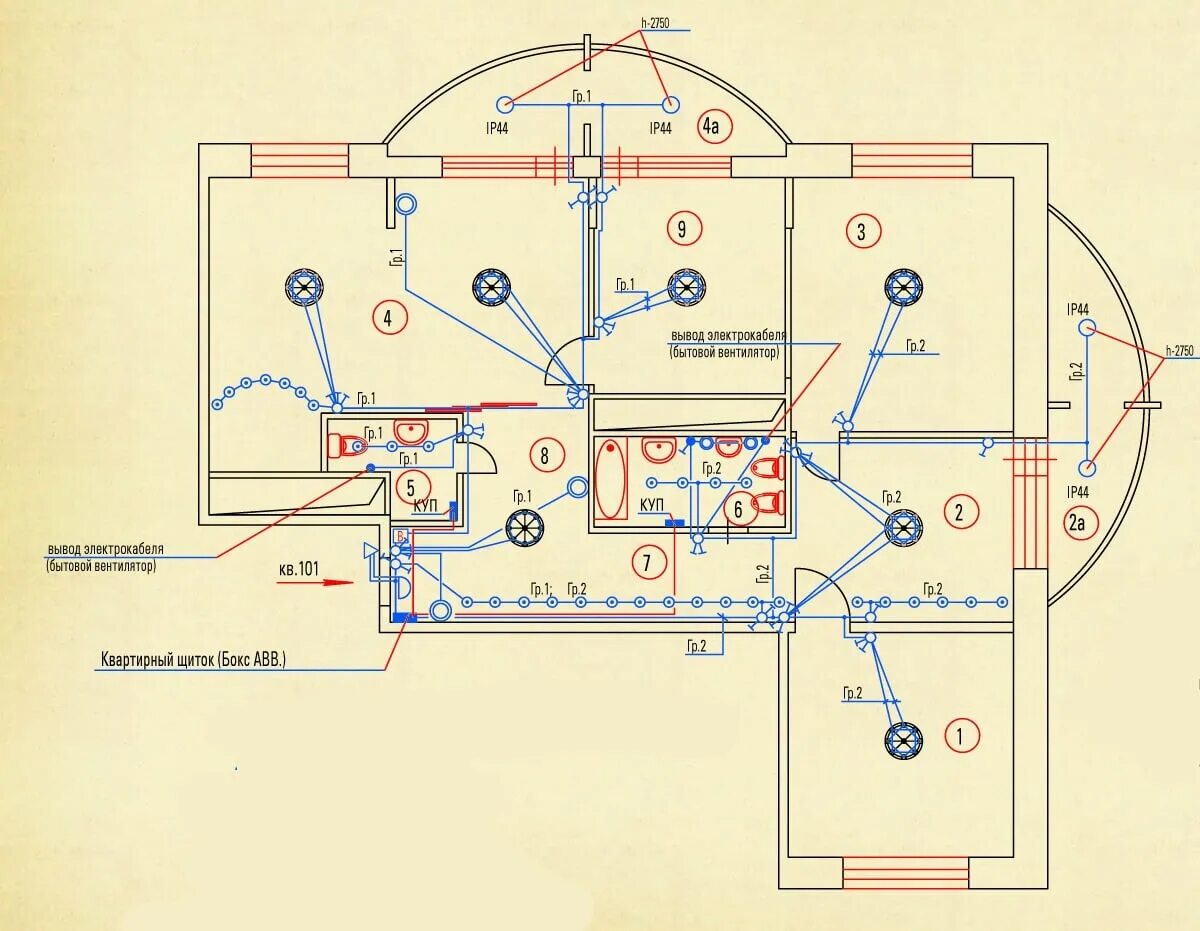 Пример разводки электрики в доме Проект электрики квартиры