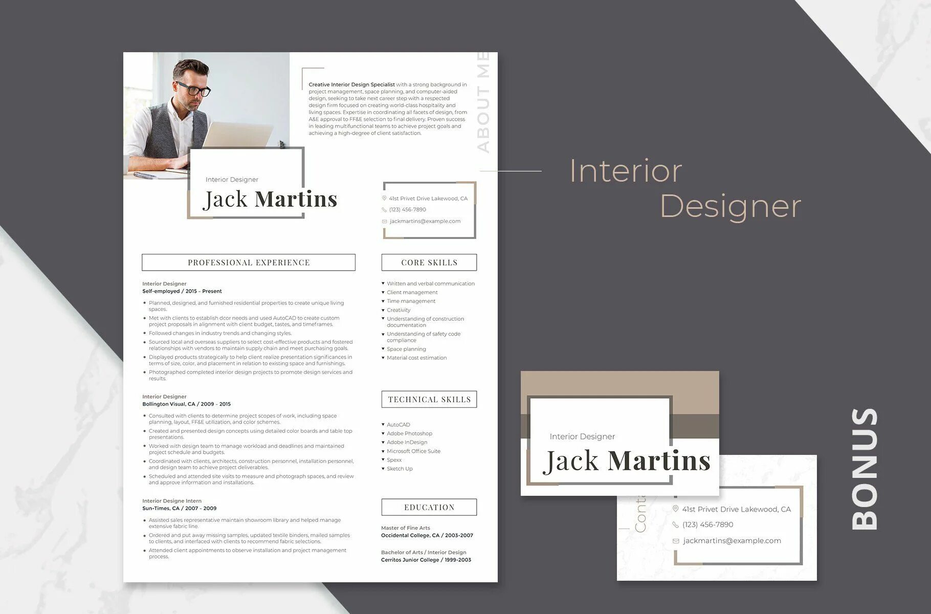 Пример резюме дизайнера интерьера Easy-to-Edit Resume: Interior Design Resume design template, Resume design, Resu