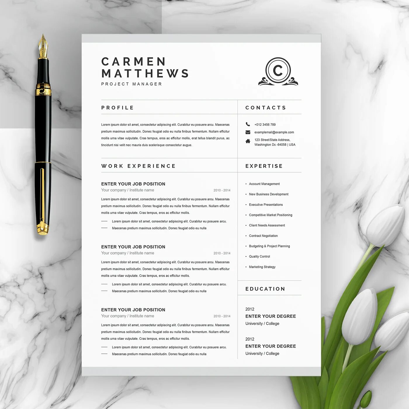 Пример резюме мастера маникюра Clean Professional Resume/CV Template Behance