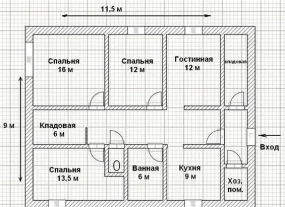 Пример схемы дома Нарисовать план дома HeatProf.ru